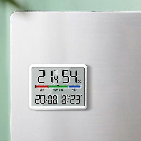 Thermomètre et hygromètre à écran couleur, réveil électronique multifonction à grand écran pour l'intérieur, modèle 8280 blanc. (1/5)