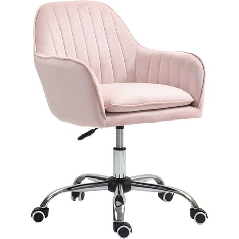 Velvet-Feel Tub Office Chair, Seat Cushion - Pink (1/5)