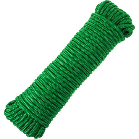 PrimeMatik - Corde tressée à fils multiples PP 20 m x 6 mm verte (1/5)