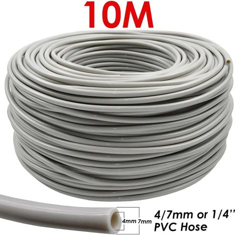 Tuyau d'arrosage de jardin 1/4 pouce (4/7 mm) en PVC pour micro-irrigation goutte à goutte, idéal pour balcon, pelouse et serre. (SPL11-067-10M-1/4'') (1/5)