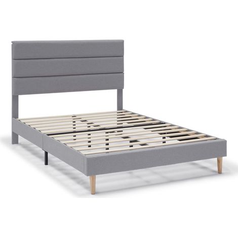 Cadre de lit plateforme Aroma capitonné 30 cm, 150x190 cm, Gris clair