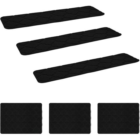 Tapis d'escalier 15 pc 76 x 20 cm Noir Polyester Rectangulaire vidaXL (1/5)