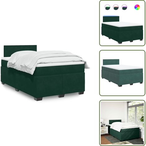 The Living Store Boxspringbett mit Matratze Dunkelgrün 120x200 cm Samt - Boxspringbett - Doppelbett - Samtbett - Samt - Liegekomfort (1/5)