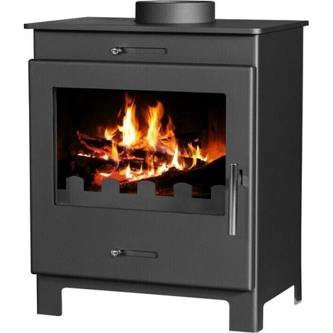 Stufa a legna Victoria Nero da 6,0 kW colore nero in acciaio (1/3)