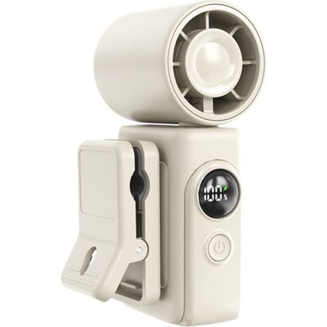 Mini ventilateur portable avec tête rotative et pince，affichage LED，4 vitesses 13500 tr/min，le bureau et les activités de plein air (beige) (1/5)