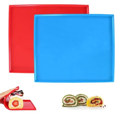 Silikon-Backmatten, 2er-Set, Verpackungsmatten, Biskuitrollenmatten, Backbleche, Silikon-Backmatten für Biskuitrollen, rutschfest, geeignet zum Backen, für die Zubereitung von Gebäck, zum Kneten und A (1/3)