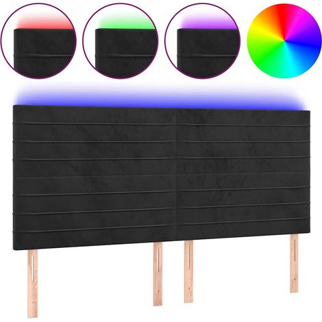 Maison Exclusive - Cabecero con luces LED terciopelo negro 180x5x (1/5)