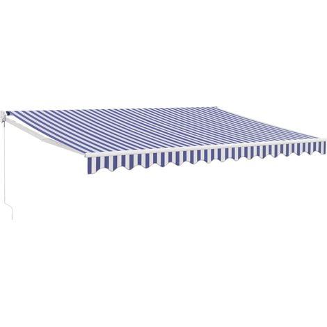 Maison Exclusive - Tenda da Sole Retrattile Blu e Bianca 4x3 m Tessuto e Alluminio
