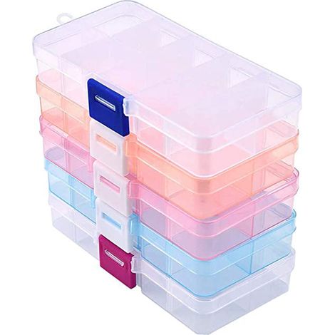 Schmuckaufbewahrungsbox (5-teilig) mit 10 Fächern und verstellbaren Trennwänden, ideal für Ringe und Ohrringe. (1/5)