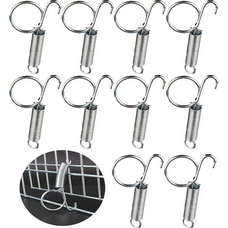 Türhaken für Kaninchenkäfige, 10er-Packung mit federbelasteten Haken (geeignet für Kaninchen-, Hamster-, Eichhörnchen- und Vogelkäfige) (1/5)