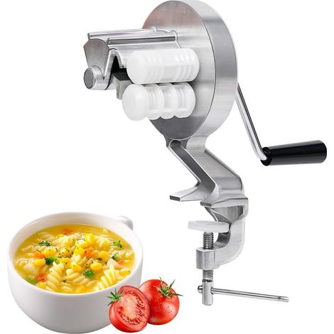 Máquina para hacer pasta fresca, máquina Cavatelli, máquina para hacer macarrones de aleación de aluminio, máquina manual para pasta, prensa de pasta portátil con manivela para suministros de cocina (1/5)