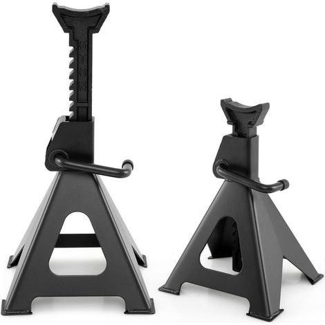 Juego de 2 gatos de elevación ajustables 28 x 25 x 36-58,5 cm capacidad de 6 t estabilidad óptima metal negro 200012457
