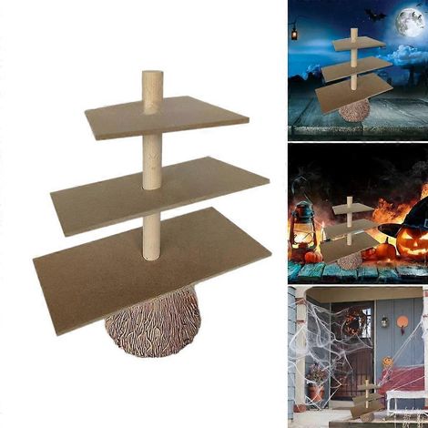Présentoir en bois en forme de balai, présentoir à gâteaux à 3 étages pour Halloween (1/4)