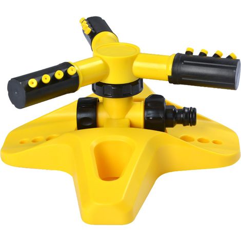 Aspersor de jardín, rotación de 360 grados, duradero, con 3 brazos ajustables, equipo de riego para jardines y patios grandes.