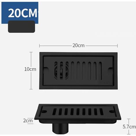(B-20CM Side Row)Long Floor Drain Bathroom Stainless Steel 304 Thickened Large Capacity Anti-odor Shower Room Rectangular (1/4)