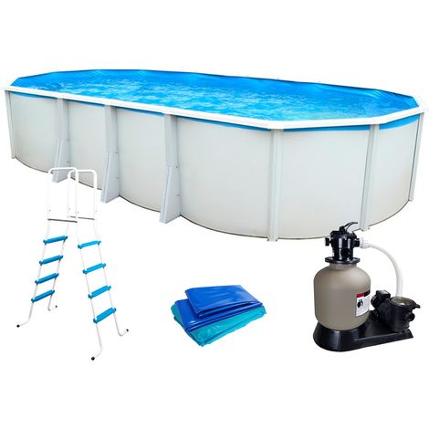 Piscine hors-sol acier Toi IBIZA ovale 730X366X132cm filtre à sable (1/5)