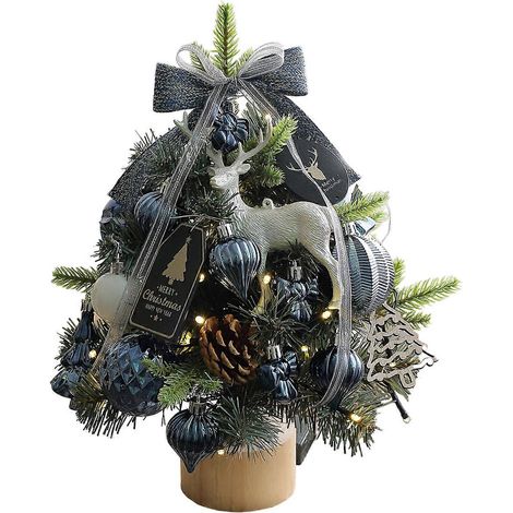 Miniatur-Tischweihnachtsbaum mit LED-Beleuchtung, Tischdekoration, Weihnachtsschmuck, Wohnaccessoires, Marineblau (1/5)
