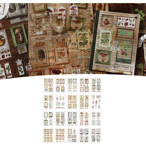 Lot de 20 autocollants vintage imperméables et résistants aux couleurs, parfaits pour le scrapbooking, la décoration de bouteilles d'eau ou d'ordinateurs portables. Motifs floraux. (1/5)