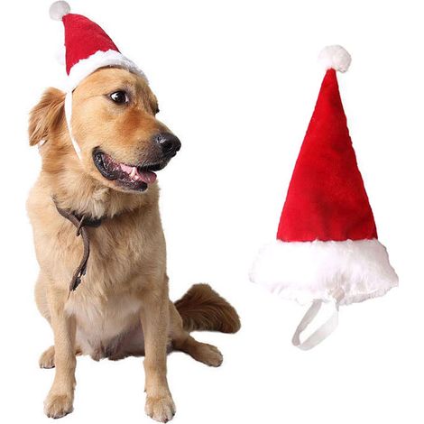 Bonnet de Père Noël 3D ajustable, convient aux chiens et aux chats, dimensions : 12,5 x 25 cm (1/3)