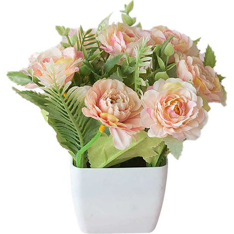 Roses Artificielles - Bouquet en Soie avec Vase - Centre de Table pour Salle à Manger Chambre Salle de Bain Cuisine - 1 Pièce (1/5)