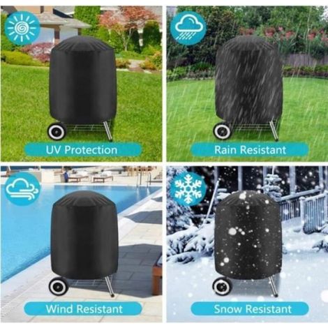 Housse de barbecue - 61x72 cm - Imperméable - Anti-UV - Noir/Argenté (1/4)