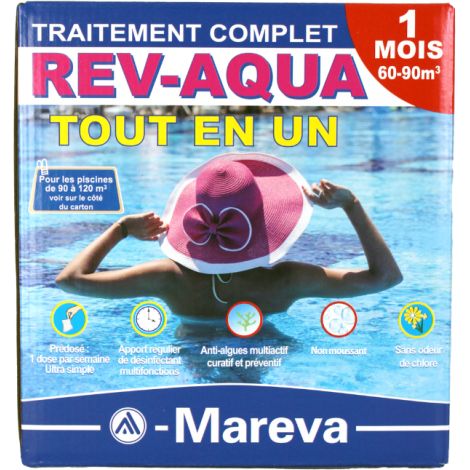 Mareva – Lot de 2 kits de désinfectant chloré pour piscine 60 à 90 m3 – Traitement complet 2 mois – 4 doses d'algicide + 4 sachets de chlore