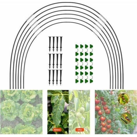 18PCS Kit De Maison De Cerceau De Jardin, Arceaux pour Serre Tunnel, Plantes Poussent des Tunnels Soutien Maisons Jardinage Un Cadre Culture en Fibre Verre Jardins (1/5)