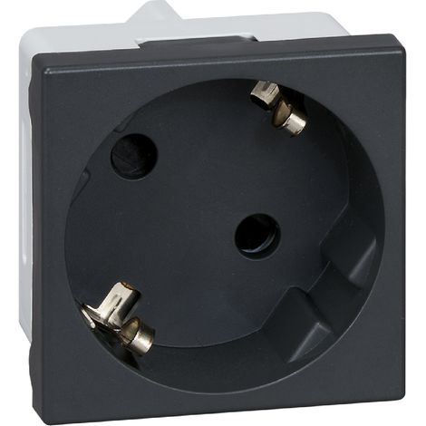 Schuko Steckdosenbasis Simon K45 mit Sicherheitsvorrichtung und Schraubanschluss Schwarz (1/2)