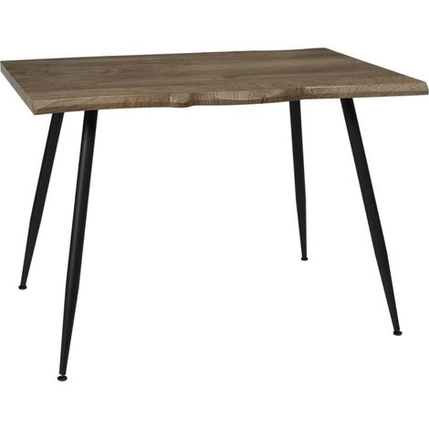 Table à manger en métal et plateau effet bois brut 4 places FOREST (1/5)