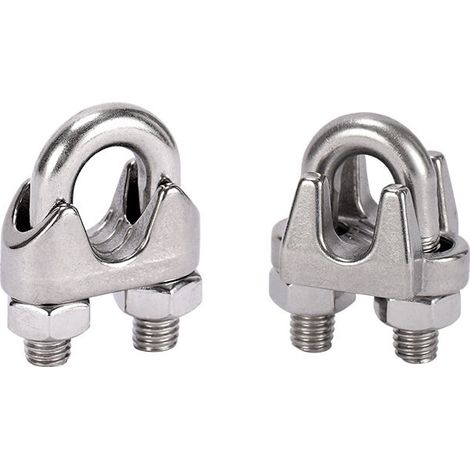 10 Pcs Pince de Câble Métallique Serre Cable Acier Inox Serre-Câbles Étrier M4,argent,2.3cm (1/3)
