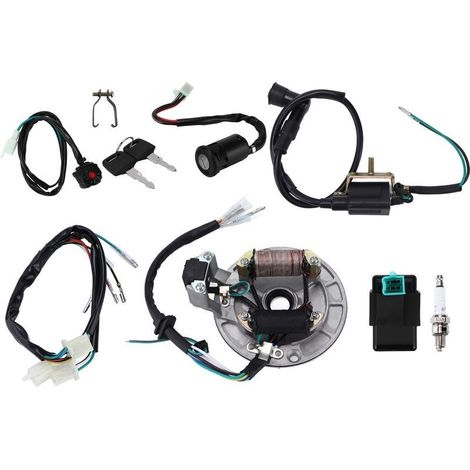 Kit d'allumage complet pour moteurs 49cc à 125cc – Faisceau, CDI 5 broches, bougie A7TC – Installation facile et rapide (1/5)