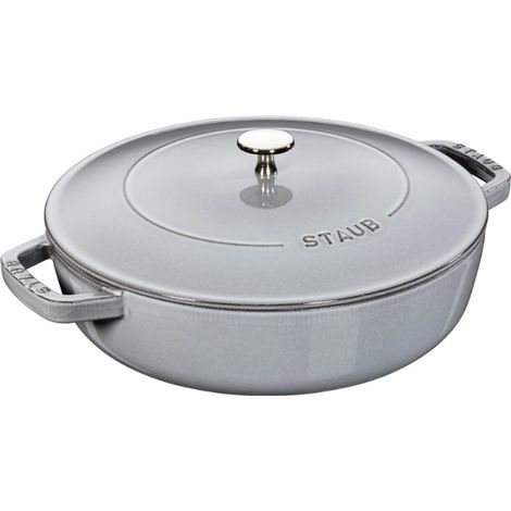 STAUB Bratpfanne de Gusseisen rund, Deckel mit Kamindesign und Selbstausgusssystem de, Durchmesser de 28 cm, 3,7 L, Graphitgrau (1/2)