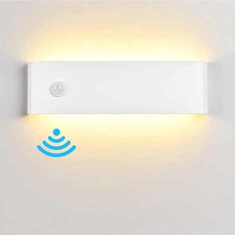 Applique Murale intérieur avec Détecteur de Mouvement, 31CM 12W 3000K Blanc Chaud Luminaires Intérieur Aluminium Décorer/Moderne Applique Murale Convient pour Salon Chambre Couloir Blanc [Classe énerg (1/5)
