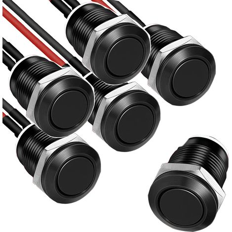 Lot de 5 boutons poussoirs momentanés étanches de 12 mm, mini interrupteur à bouton-poussoir, interrupteur à bouton-poussoir rond, interrupteur à bouton-poussoir 12 V, interrupteur (1/5)