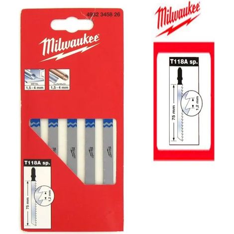 Lama per seghetto alternativo Milwaukee t118a 75 mm denti fini