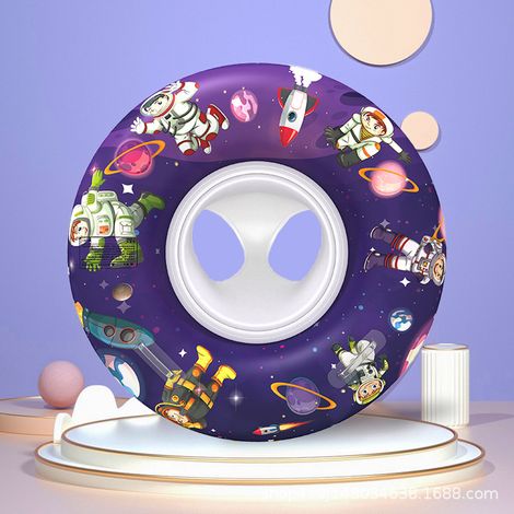 Anneau De Natation Tube Rotatif Couleur Enfants Dessin Animé Peinture Chambre À Air Gonflable Donut Radeau Mousse Chambre Air Natation Jouet Ensemble Enfants Cadeau Été Plage Piscine Fête 2pcs Violet (1/2)