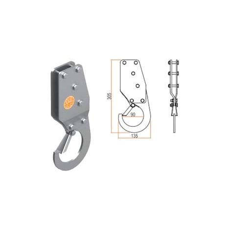 GANCIO PER SOLLEVAMENTO DI SICUREZZA  mm.135x305
