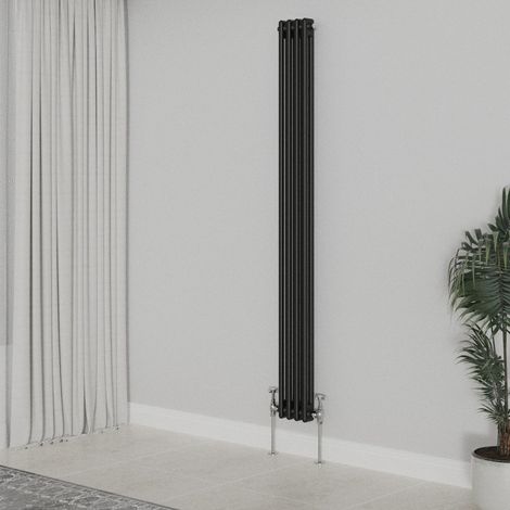 WarmeHaus Traditional Radiator Black Double Column 1800x200mm (1/5)