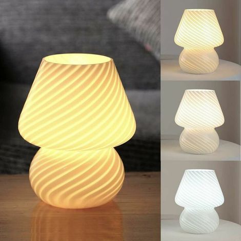 Belle Lampe Champignon, Lampe de Table Champignon en Verre, 3 Couls, Dimmable, Lampe de Table Ambiance USB Vintage avec 10 Luminosité, Lampe de Chevet Semi-Transparente, Pght Nuit pour Enfants, Cad (1/5)