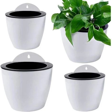 4 pots de fleurs suspendus, système d'arrosage automatique, plastique PP, 2 tailles (B130 et B180), usage balcon/jardin/bureau (1/5)