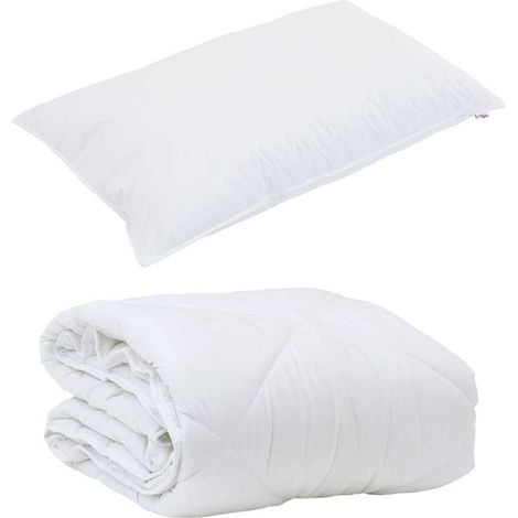 Duvet avec Oreiller Autre 2 pcs,Couette Blanc 155 x 200 cm Microfibre (1/5)