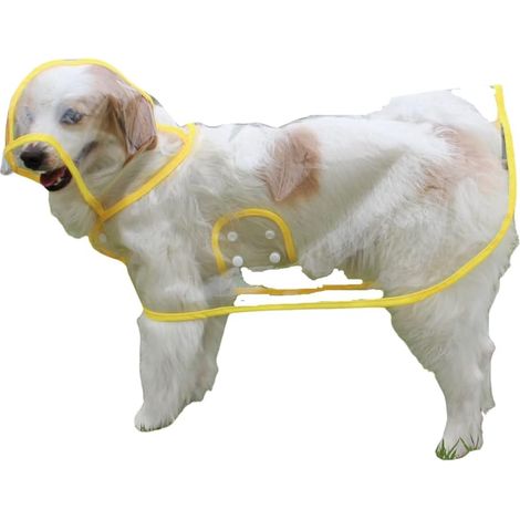 Imperméable pour animaux de compagnie : imperméable pour petits chiens, imperméable pour chiots, vêtement de pluie transparent pour chiens et chats de petite taille (XL, jaune) (1/4)