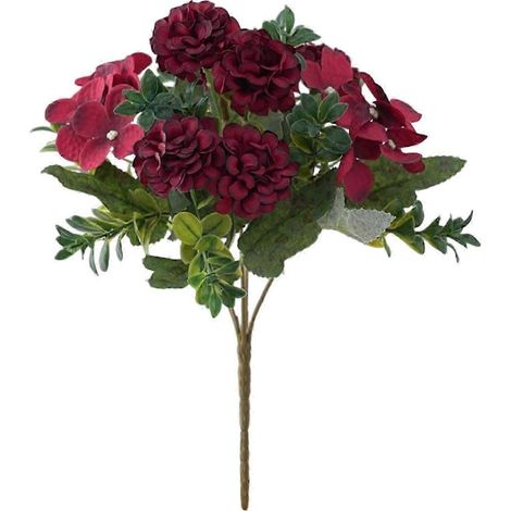 Bouquet de fleurs d'hortensias en soie rose pour la décoration du salon et de la salle de réunion-Red (1/5)