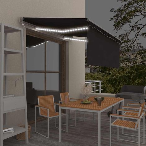 Markise Automatisch mit Rollo LED Windsensor 3,5x2,5m Anthrazit