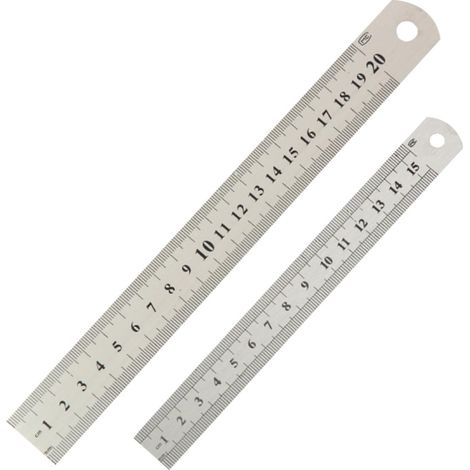 Lot de 2 Règles en Acier Inoxydable à Double Graduation, Haute Précision et Résistance à L'usure, Règles Métalliques pour Bureau et École (1/5)