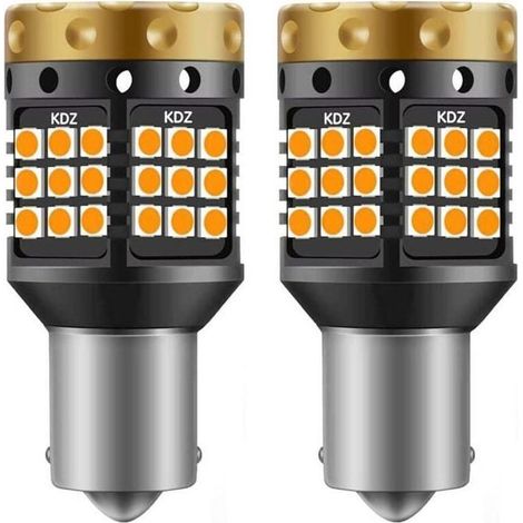 1156 BA15S P21W Ampoules Clignotants LED Ambre Jaune Orange 3700LM 3030 45 SMD Canbus Sans Erreur Anti-Hyper Flash (Pack de 2) (1/4)
