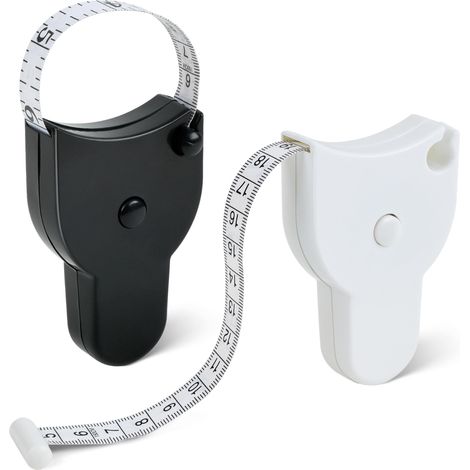 2 Pièces Metre Ruban Couture 1,5 m/60 inch, Ruban Mesure Corps Double Face pour Mesures Corporelles, Rétractable Metre Couture pour Mesurer la Longueur, Poitrine, Taille, Noir + Blanc (1/5)