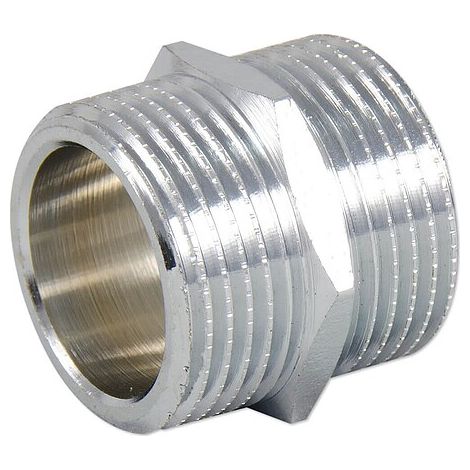 Messing Gewindefitting-Doppelnippel 3/4'' AG x 3/4'' AG - verchromt (1/2)