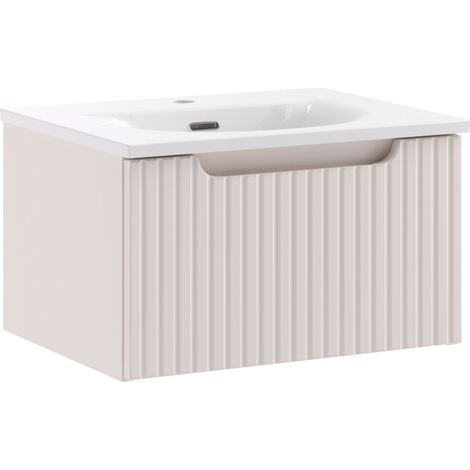 Meuble de salle de bain suspendu SKY taupe avec vasque encastrée 50 cm-Largeur 50 cm