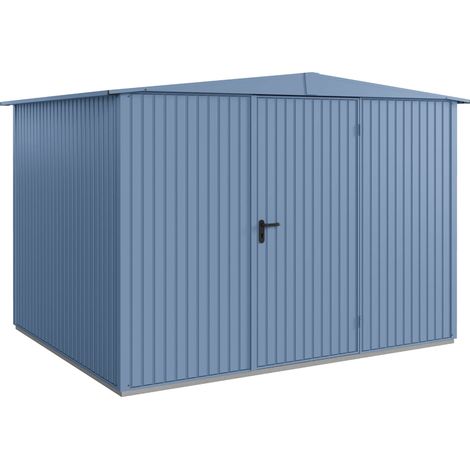 Hörmann Metall-Gerätehaus Berry Classic mit Satteldach Typ 3, 324 x 248 cm, taubenblau, 8 m², 1-flüglige Tür (1/5)
